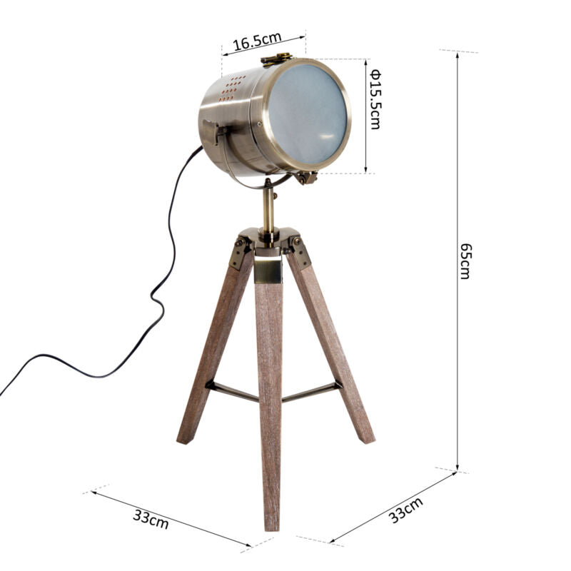 Tripod Table Desk Lamp with Wooden Base by Lavishway | Desk Lights-43887