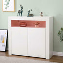 White High Gloss 2 Glass Doors Sideboard by Lavishway | Sideboards-39320