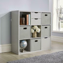 Grey Wooden 9 Shelves Bookcase Display Unit by Lavishway | Book Shelves and Cabinets-39156