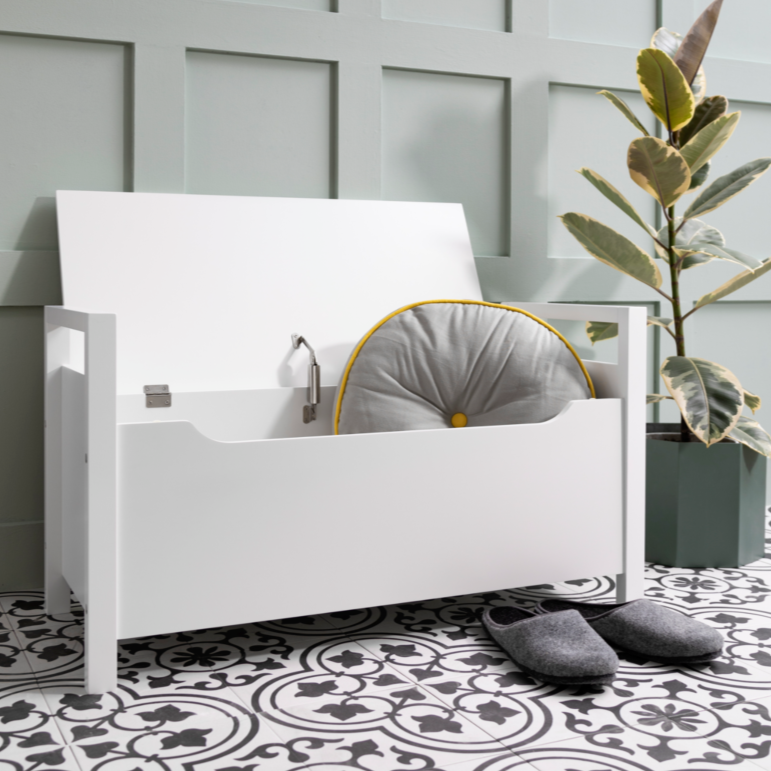 White Hallway Bench with Cushion by Lavishway | Benches & Storage Benches-39264