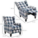Plaid Upholstered Reclining Armchair by Lavishway | Recliner Armchairs-43615