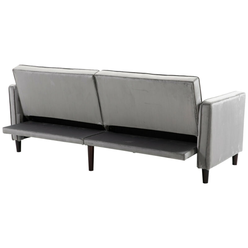 Convertible Recliner Grey Sofa Bed by Lavishway | Velvet Sofa-44283