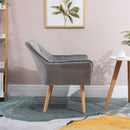 Velvet upholstery Grey Accent Chair by Lavishway | Bedroom Chairs-42846