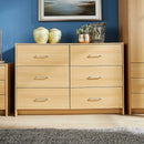 Oak Finish 6 Drawers Wide Chest of Drawers by Lavishway | Chest Of Drawers-38832