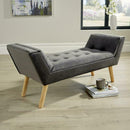 Velvet Grey Upholstered Fabric Bench by Lavishway | Benches & Storage Benches-38500