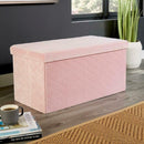 Linen Fabric Pink Foldable Storage Box by Lavishway | Benches & Storage Benches-38652