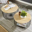 Wooden Top End Table with Metal Frame in Pair by Lavishway | Side Tables-43224