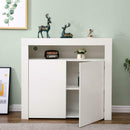 White High Gloss 2 Glass Doors Sideboard by Lavishway | Sideboards-39319