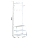 5 Hooks Coat Rack Hanging Bar in White by Lavishway | Hall Trees-43934