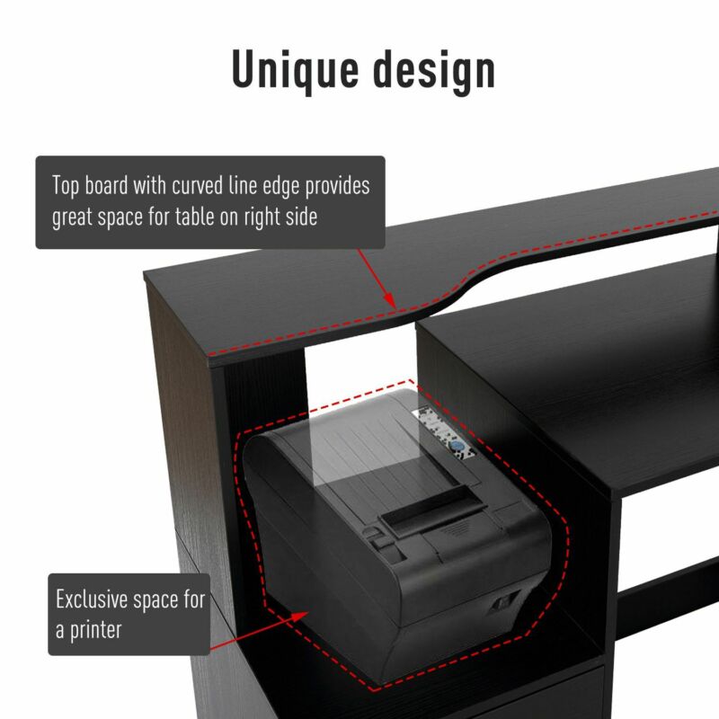Multi Storage Black Office Desk Table by Lavishway | Desk Pedestals-44584
