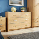 Oak Finish 6 Drawers Wide Chest of Drawers by Lavishway | Chest Of Drawers-38833
