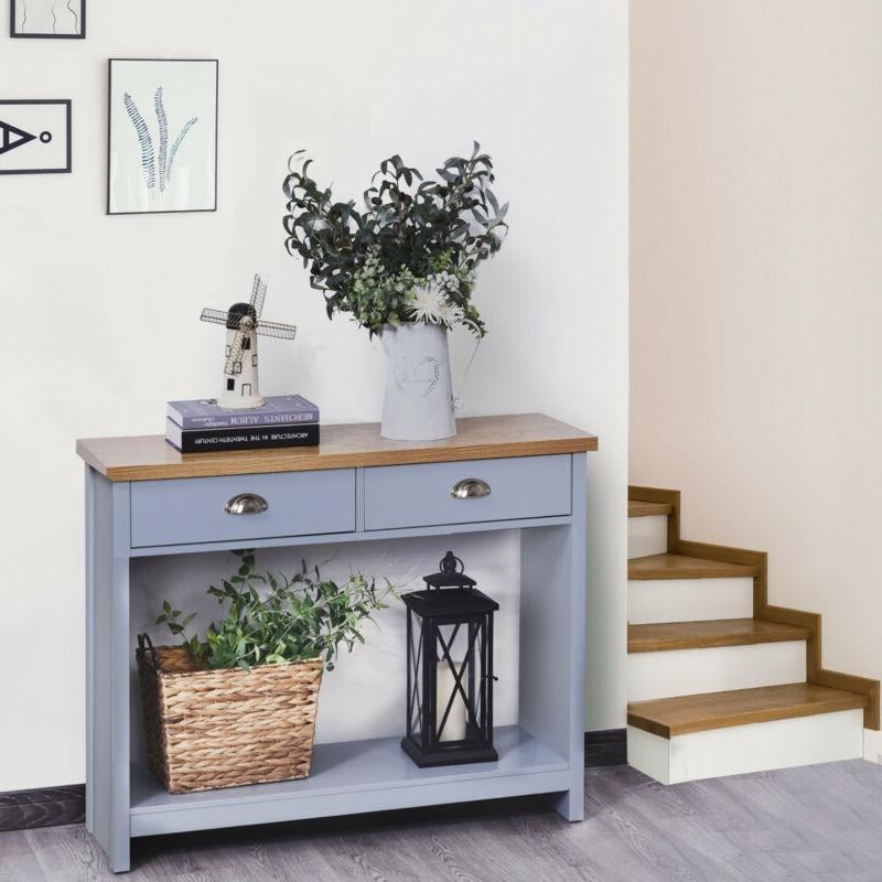 Retro Style 2 Drawer Console Table by Lavishway | Hallway Console Table-45032