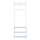 5 Hooks Coat Rack Hanging Bar in White by Lavishway | Hall Trees-43935