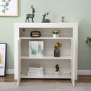 White High Gloss 2 Glass Doors Sideboard by Lavishway | Sideboards-39317