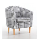 Tartan Grey Fabric Deluxe Tub Chair by Lavishway | Fabric Sofas-41446
