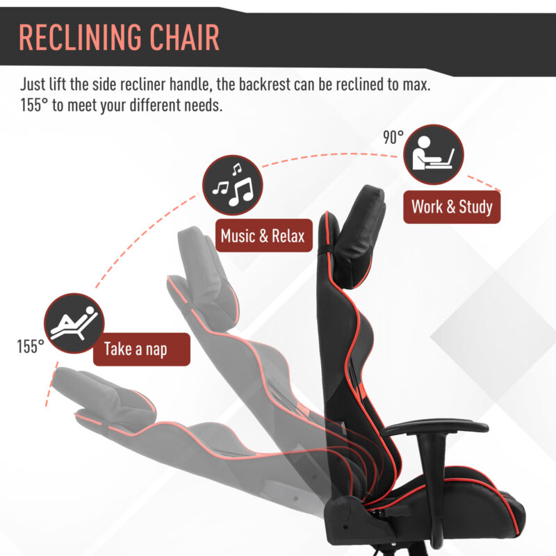 Gaming Head Back Pillow Reclining Chair by Lavishway | Gaming Chairs-42620