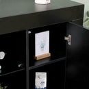 Black 1 Glass Door 6 Shelves Sideboard by Lavishway | Sideboards-43167