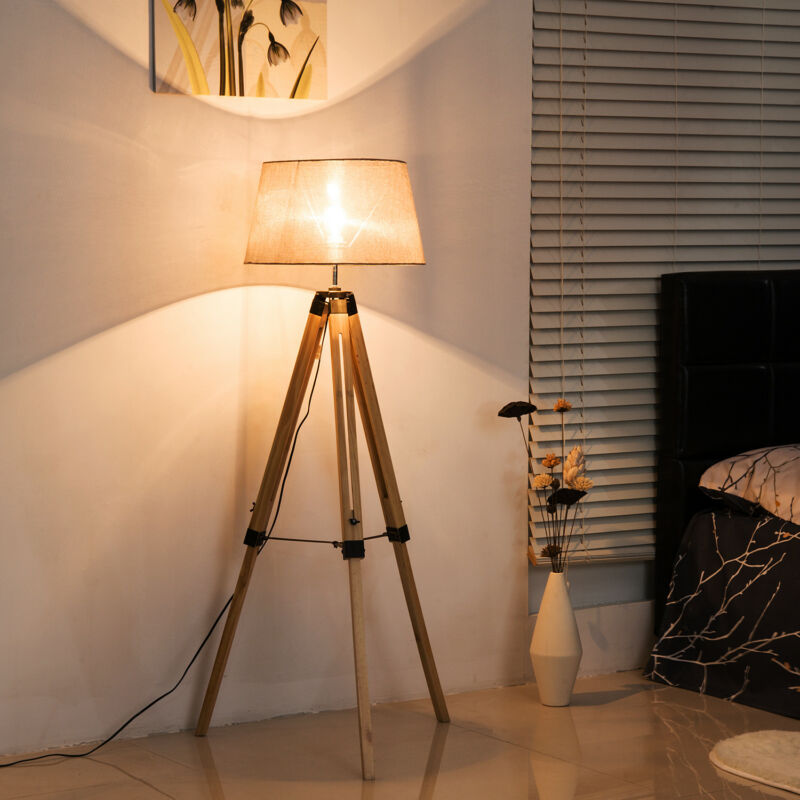 Classic Tripod Wooden Floor Lamp by Lavishway | Floor Lamps-42380