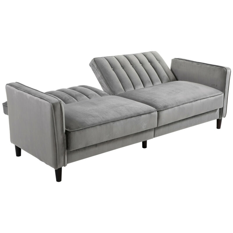 Convertible Recliner Grey Sofa Bed by Lavishway | Velvet Sofa-44282