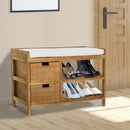 Cushioned Seat Wooden Shoe Storage Bench by Lavishway | Shoe Cabinets-42425