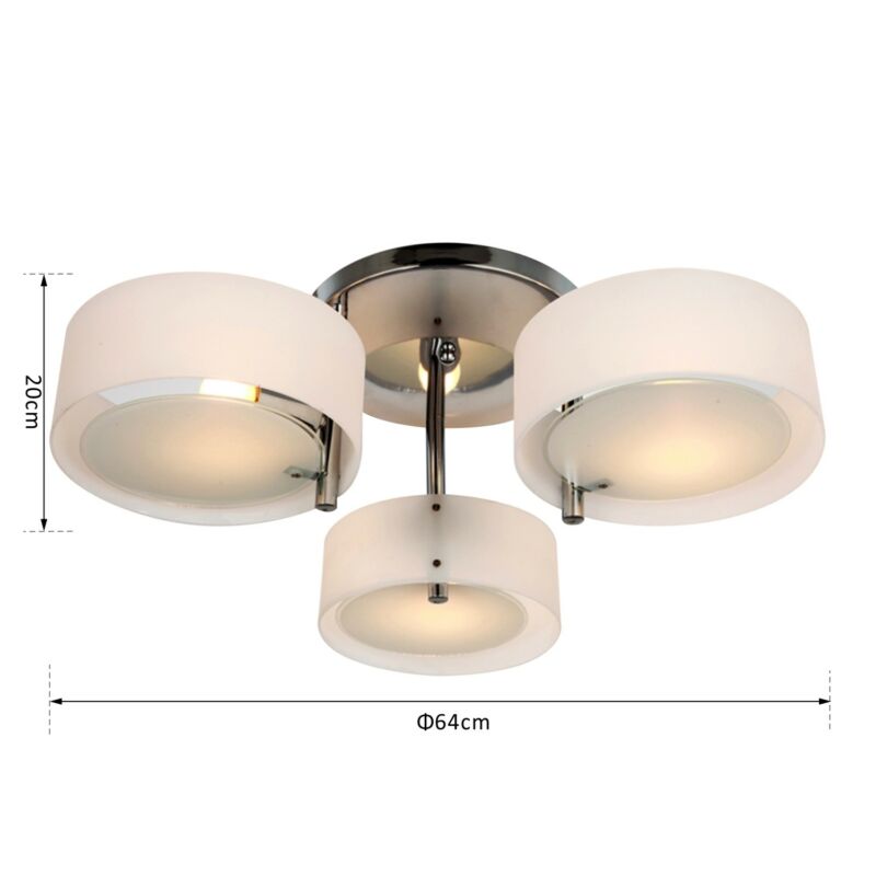 Acrylic 3 Lights Chrome Finish Ceiling Lamp by Lavishway | Pendant Lighting-42397