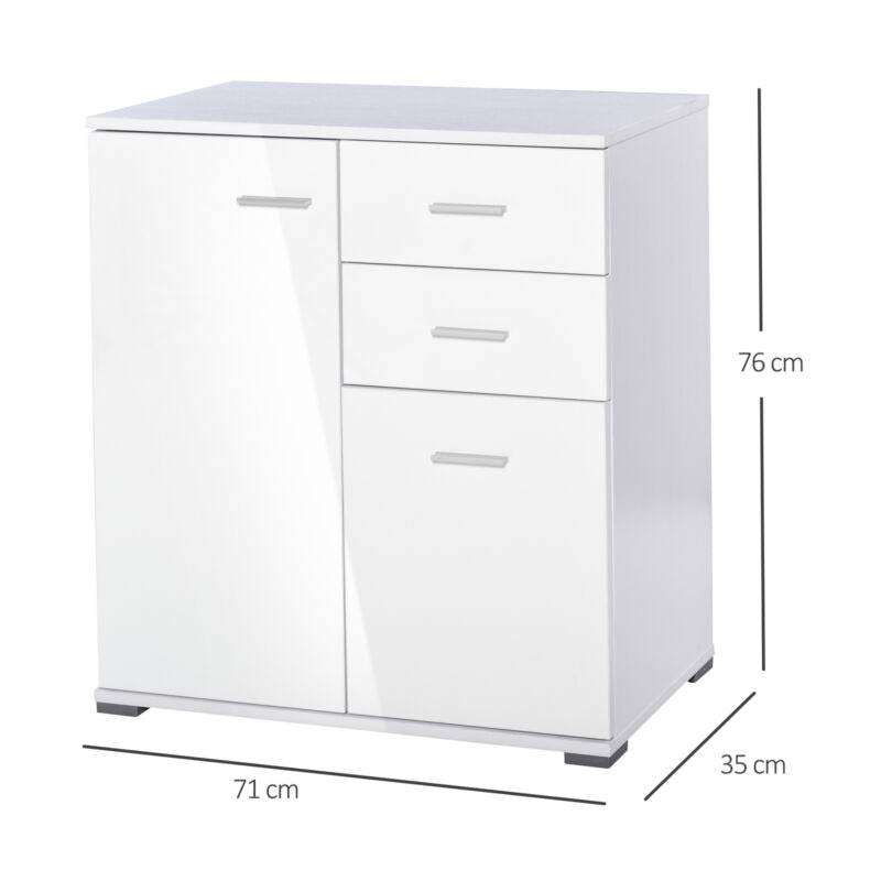 White Gloss 3 Drawers Living Room Sideboard by Lavishway | Sideboards-43829