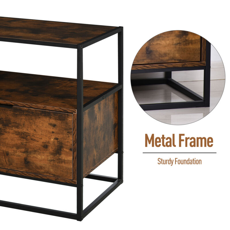 Industrial Style Retro Side Table with Drawer by Lavishway | Side Tables-42495