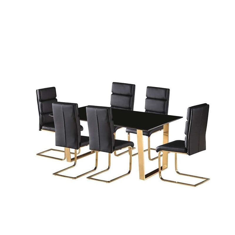 Antibes High Gloss Black & Gold Dining Table by Lavishway | Dining Tables-37984
