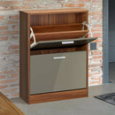 Strand Walnut Finish Grey Wooden Shoe Cabinet by Lavishway | Shoe Cabinets-34758