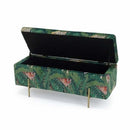 Tropical Velvet Printed Ottoman Storage by Lavishway | Benches & Storage Benches-35762
