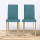 Amelia Teal Fabric Dining Chair Set of 2 by Lavishway | Dining Chairs-34063
