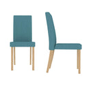 Amelia Teal Fabric Dining Chair Set of 2 by Lavishway | Dining Chairs-34064