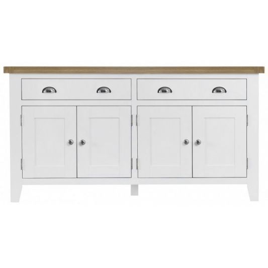Tattershall Oak Top 4 Door Sideboard in White by Lavishway | Sideboards-35932