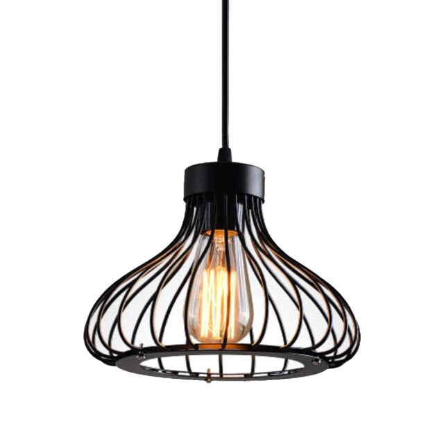Industrial Black Metal Cage Pendant Light by Lavishway | Pendant Lighting-50067