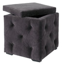 Valentina Upholstered Storage Box Charcoal by Lavishway | Stools & Pouffes-37710