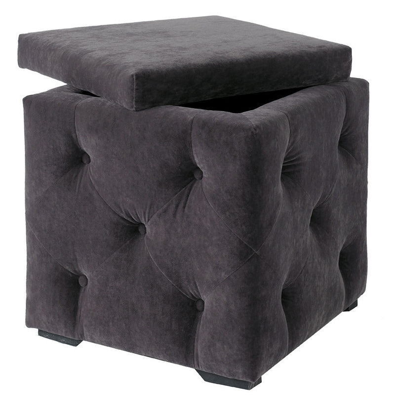 Valentina Upholstered Storage Box Charcoal by Lavishway | Stools & Pouffes-37710