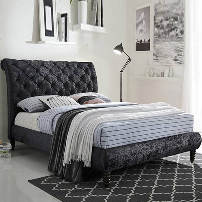 Venice Button Tufted Velvet Bed by Lavishway | Velvet Bed-27003