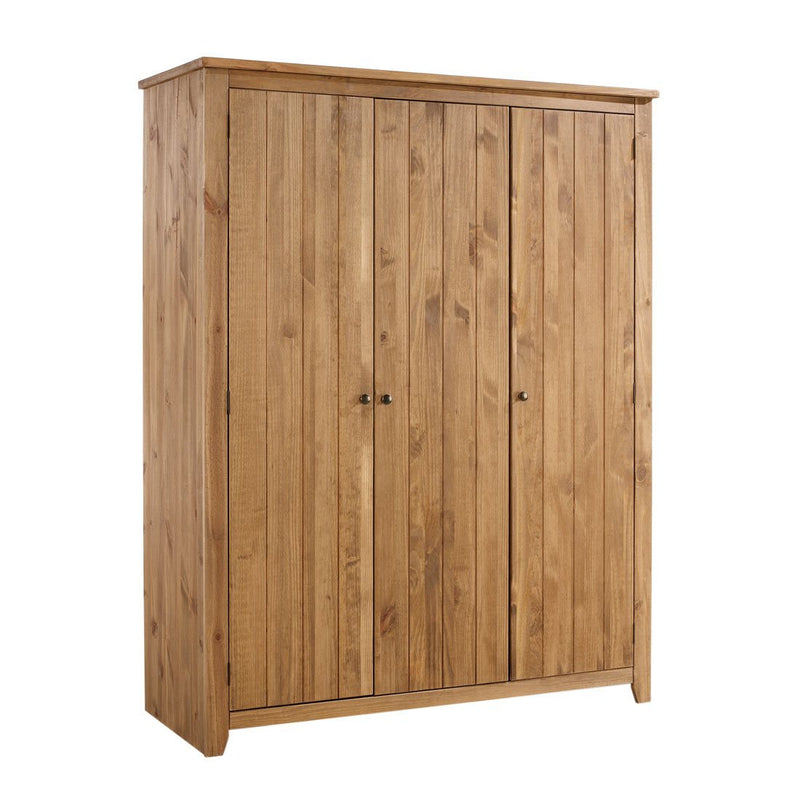 Havana Pine Wood 3 Doors Wardrobe by Lavishway | Wardrobe-34018