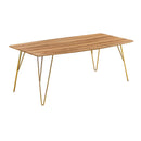 Fusion Oak Top Gold Legs Coffee Table by Lavishway | Coffee Tables-34037