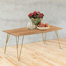 Fusion Oak Top Gold Legs Coffee Table by Lavishway | Coffee Tables-34036